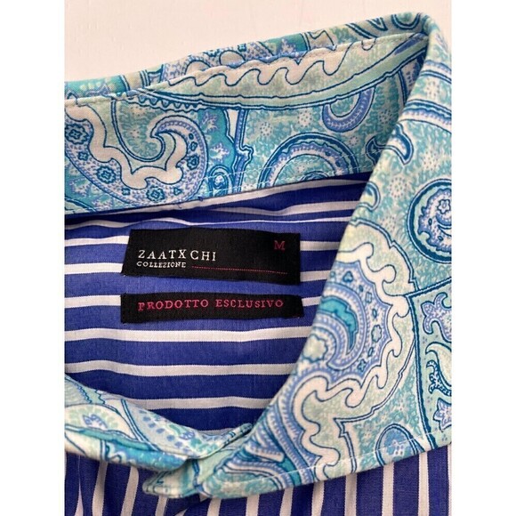 Zaatxchi Collezione Striped Long Sleeve Blue For Men Size Medium - Picture 11 of 15